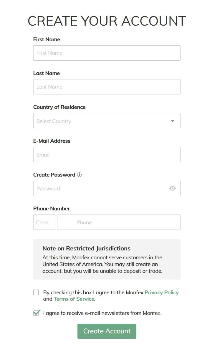 fill in required info