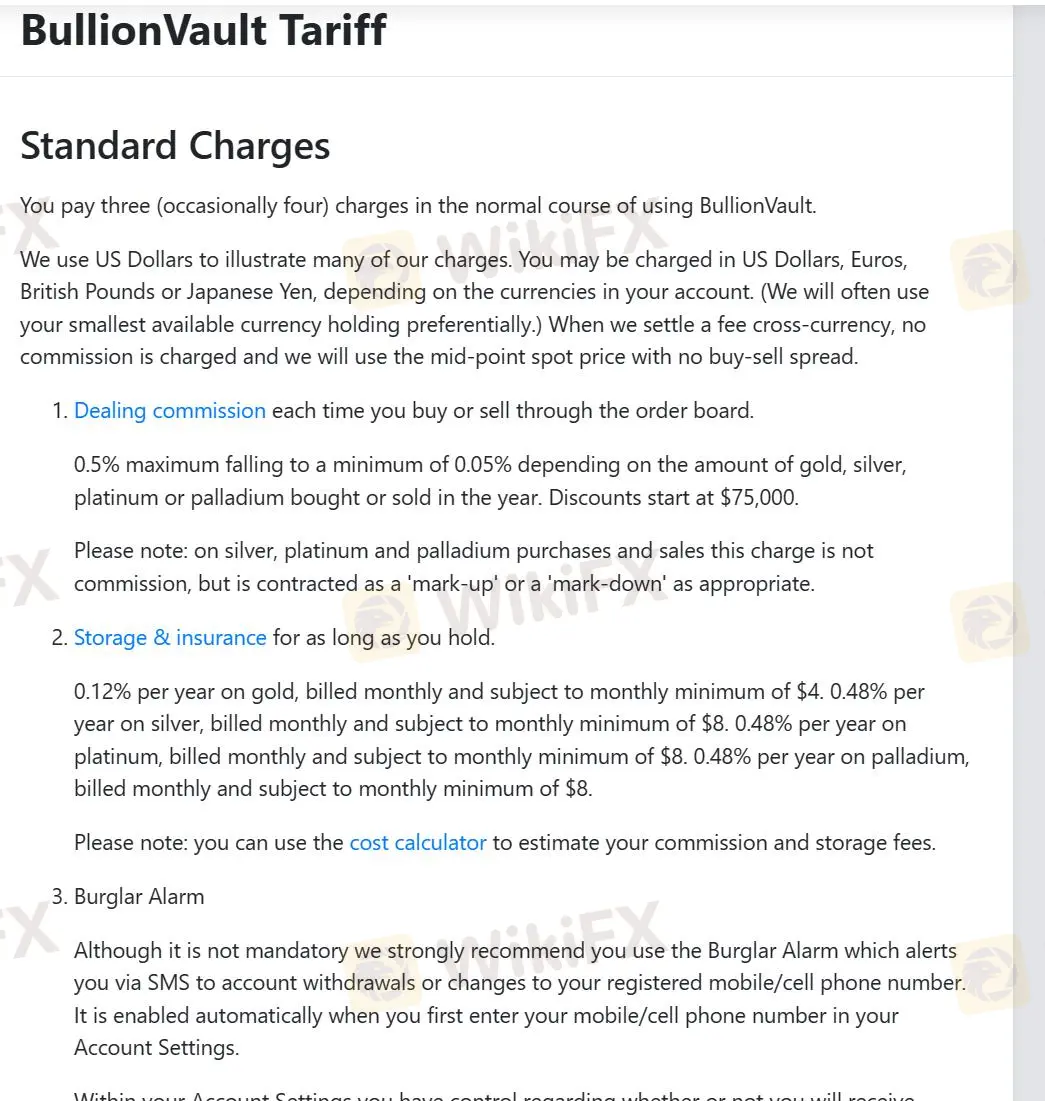 Standard charges Standard charges