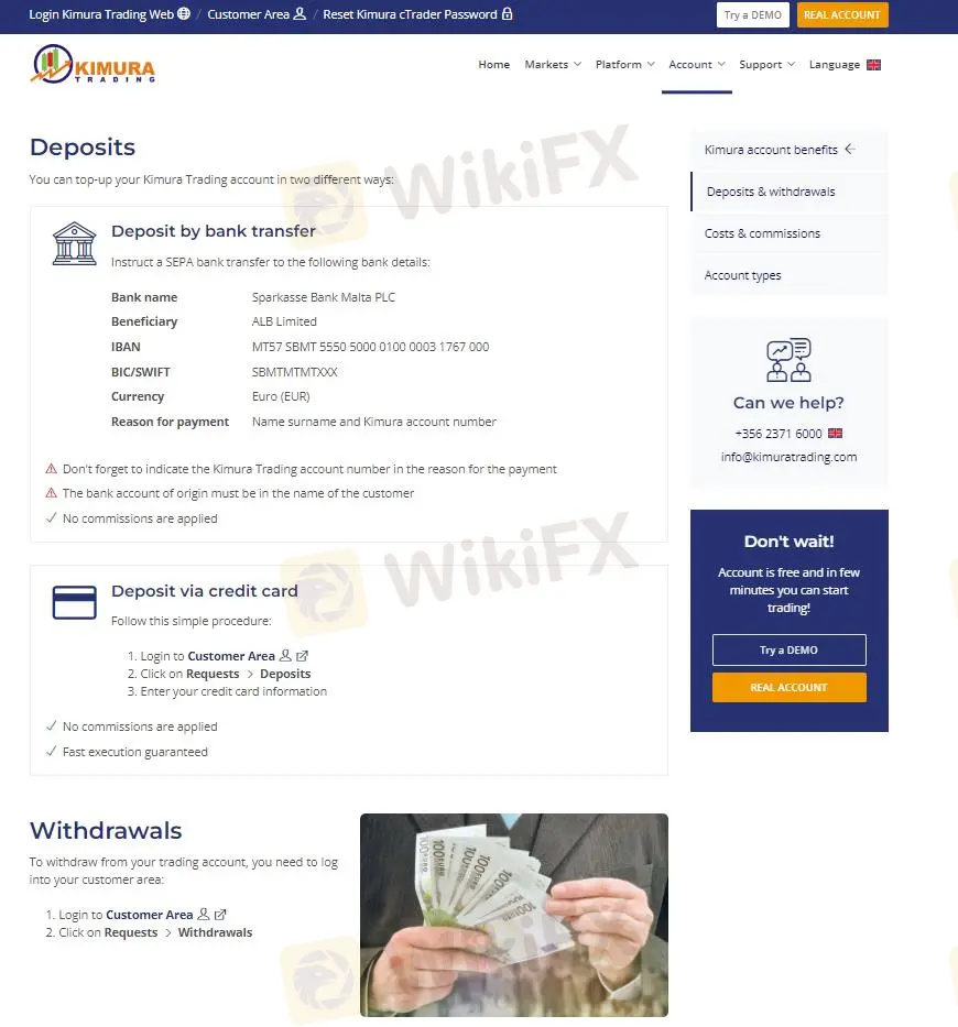 Deposit & Withdrawal Deposit & Withdrawal
