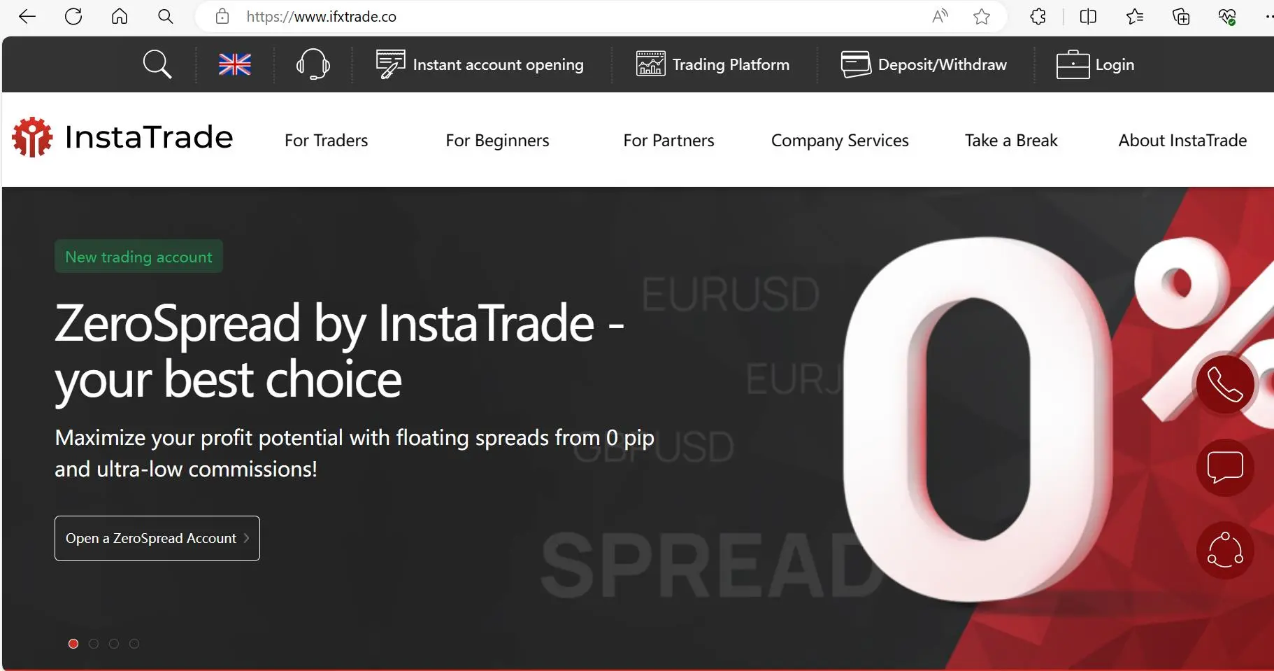 InstaTrade的首頁