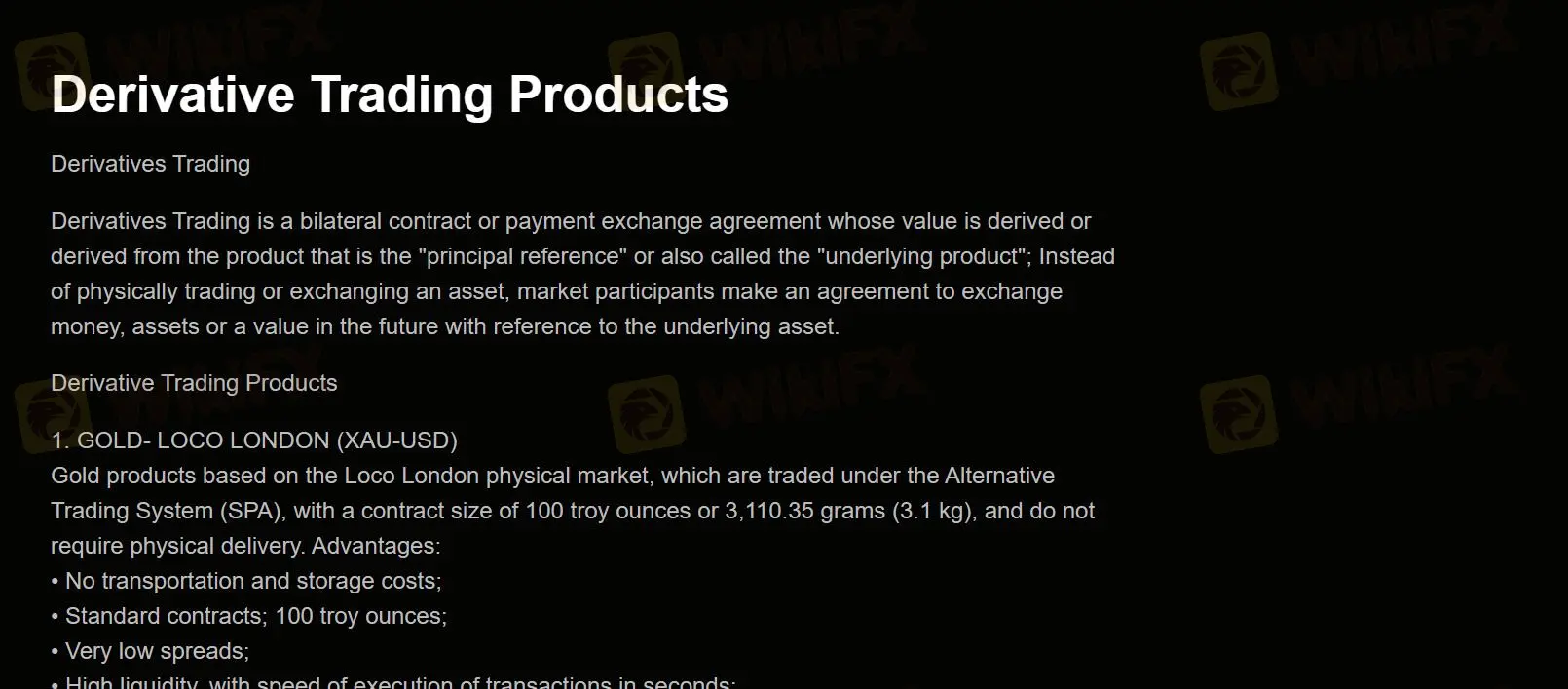 Produits de trading dérivés
