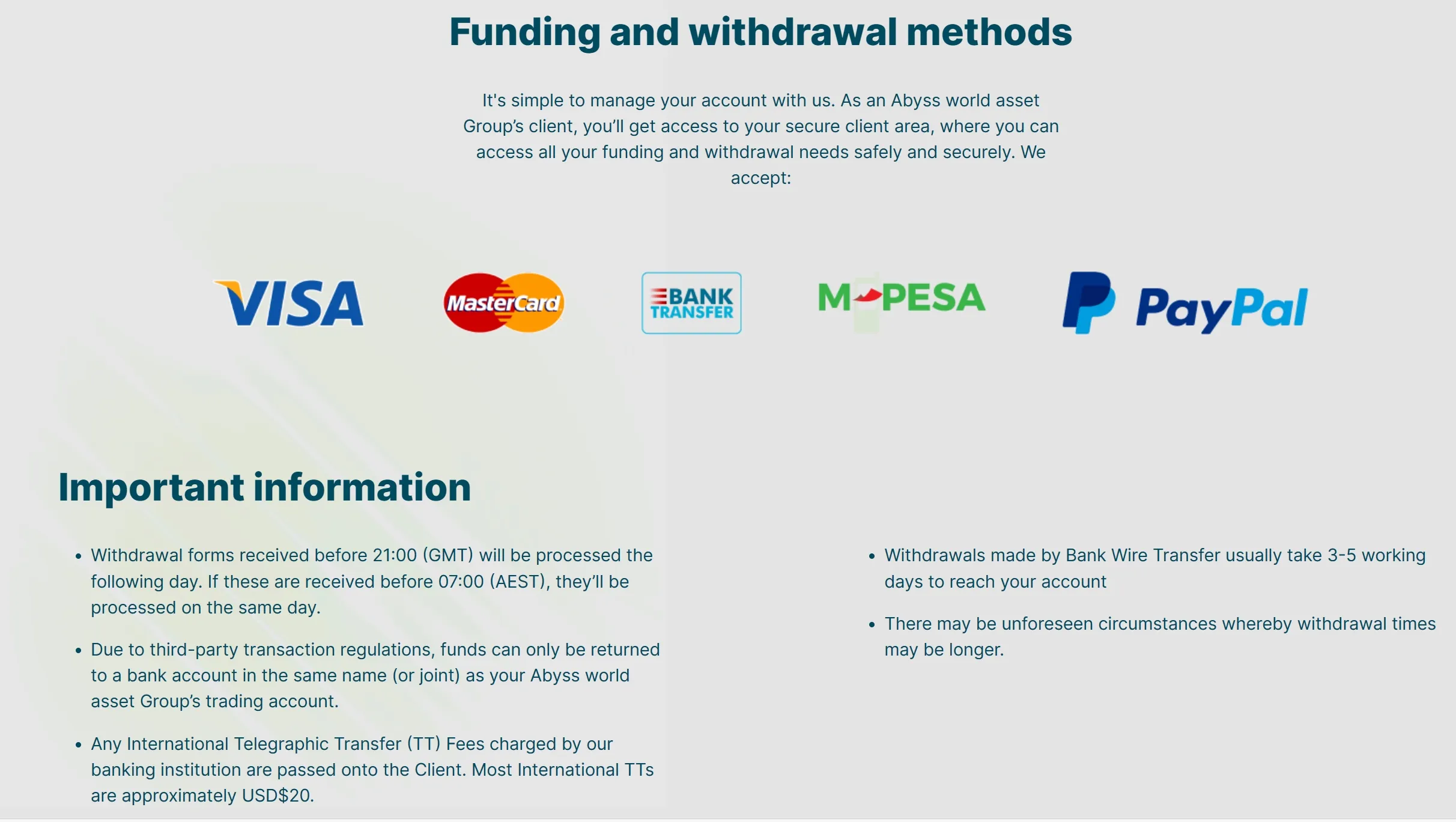 Deposits & Withdrawals Deposits & Withdrawals