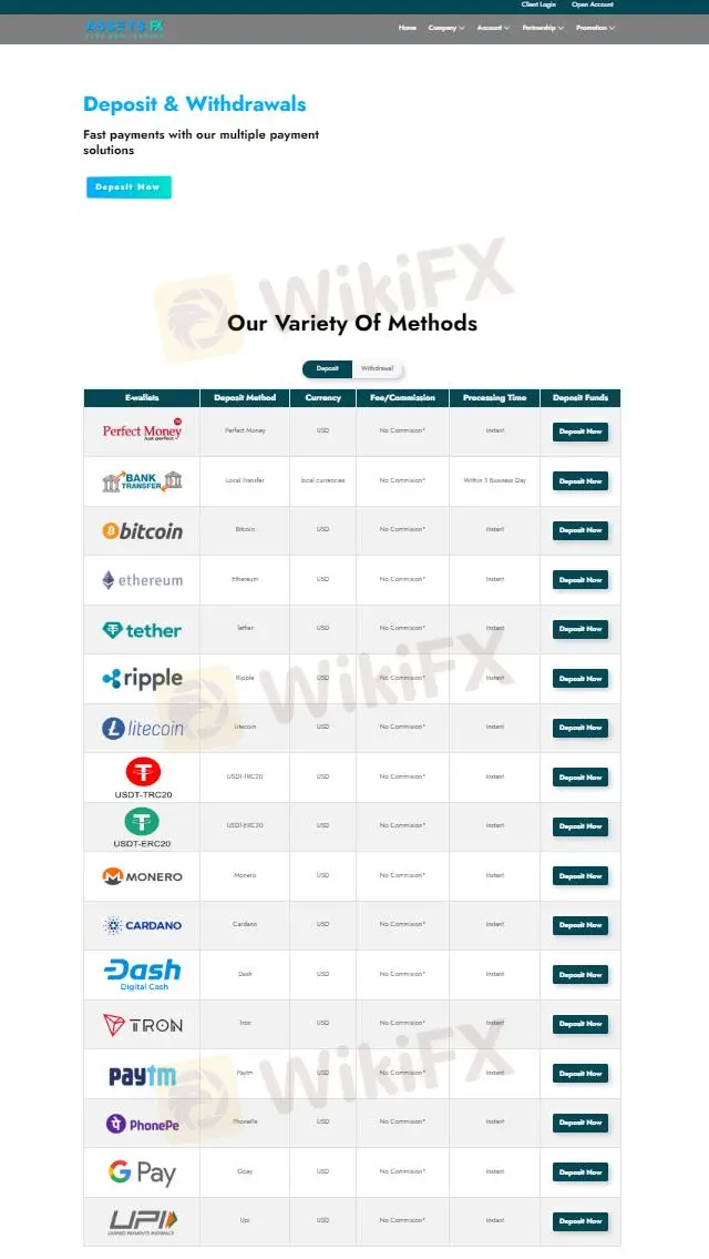 Deposit & Withdrawal Deposit & Withdrawal