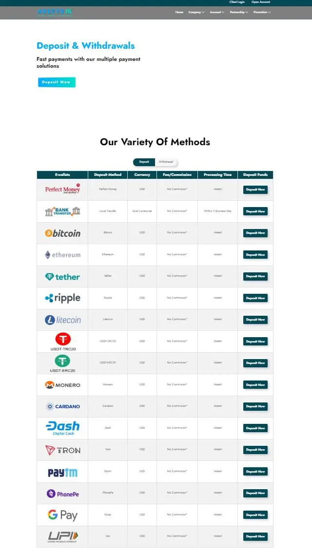 Deposit & Withdrawal