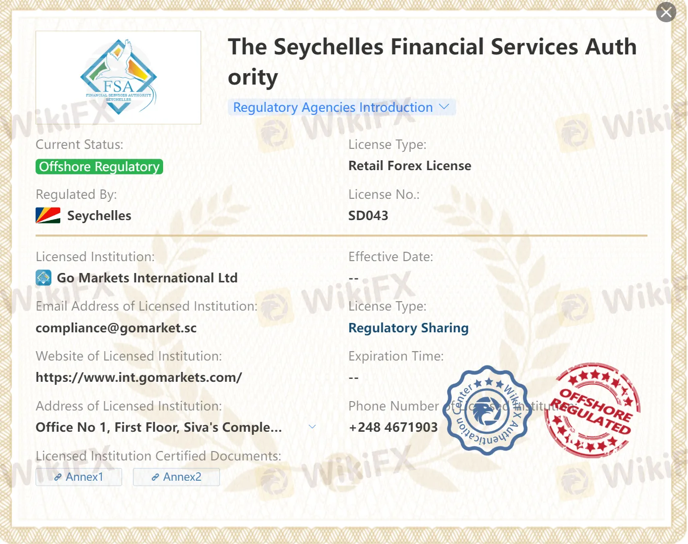Offshore regulated by FSA
