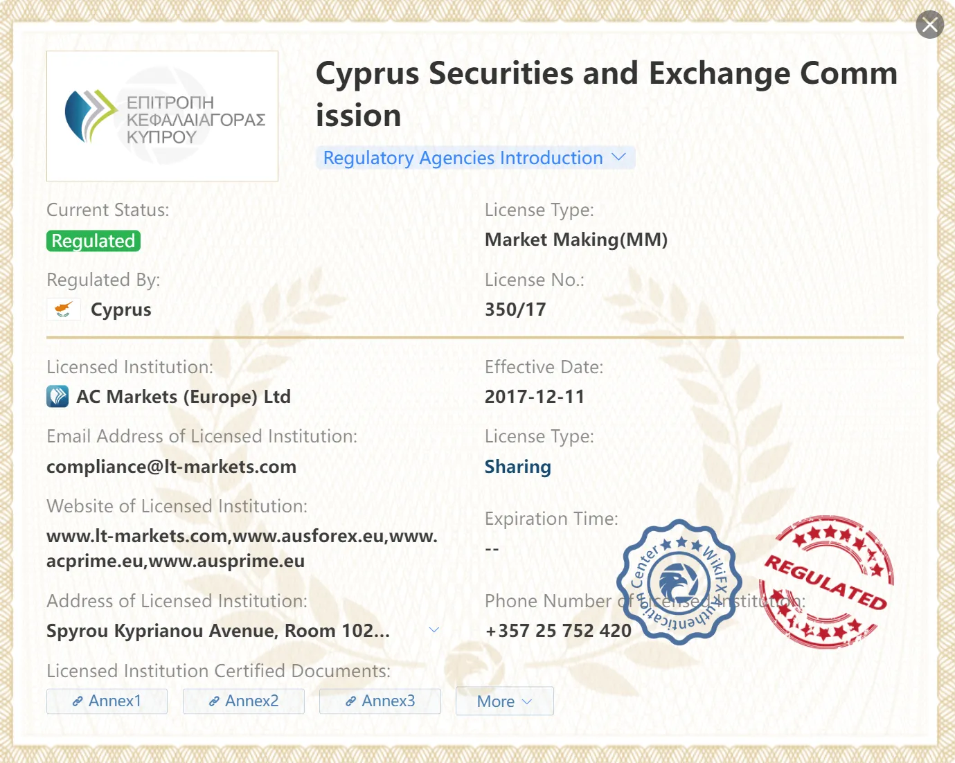 <b>AUS GLOBAL wird von der Securities and Commodities Authority(SCA) in den Vereinigten Arabischen Emiraten reguliert </b>mit dem aktuellen Status der allgemeinen Registrierung unter der Lizenznummer 20200000207. Regulierung