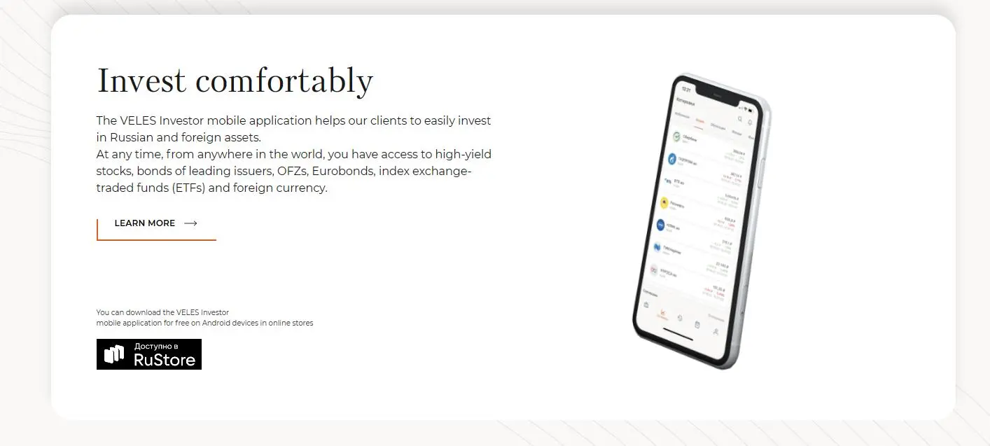 VELES Investor mobile app VELES Investor mobile app