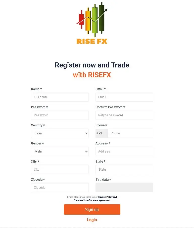 fill in required info