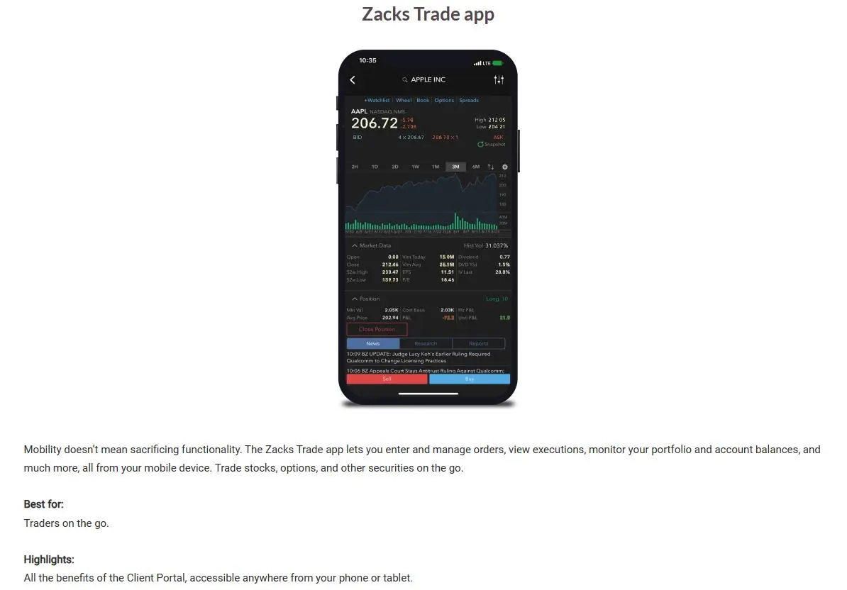 Zacks Trade app Zacks Trade app