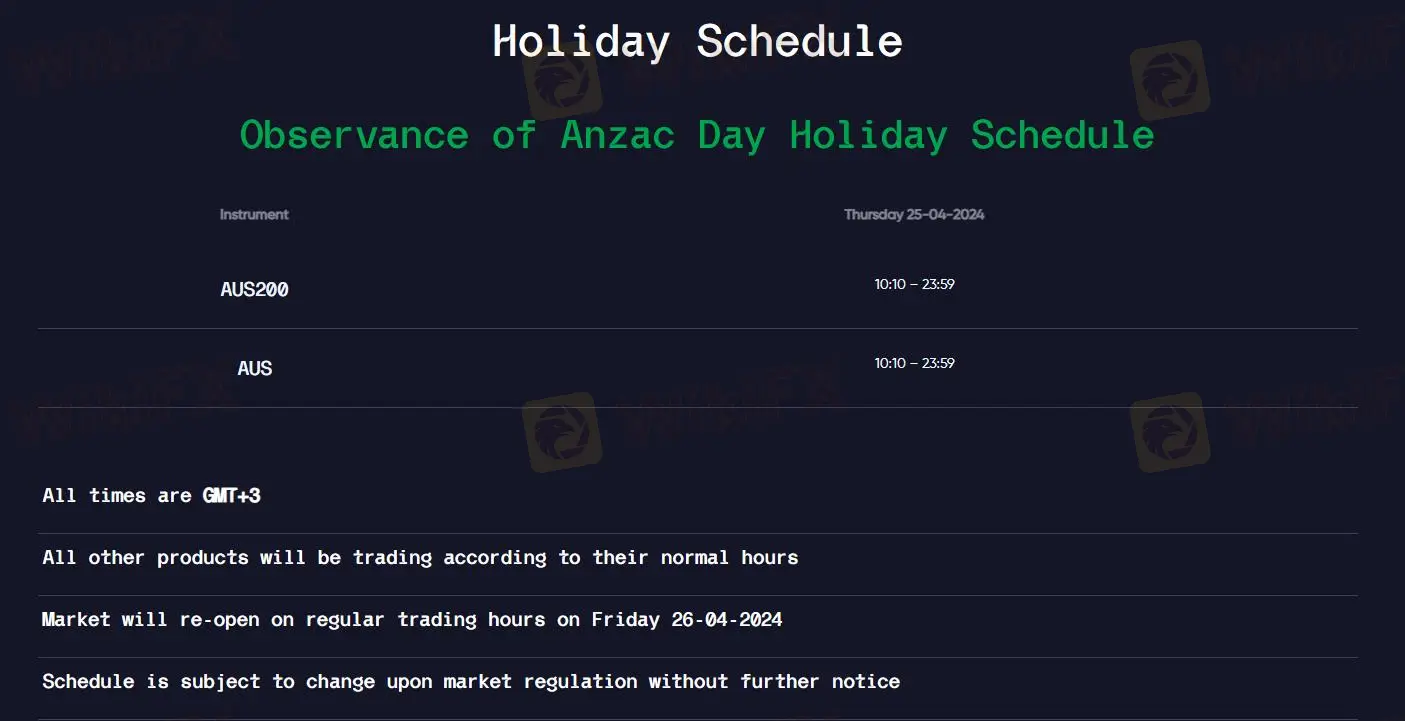 Holiday Schedule Holiday Schedule