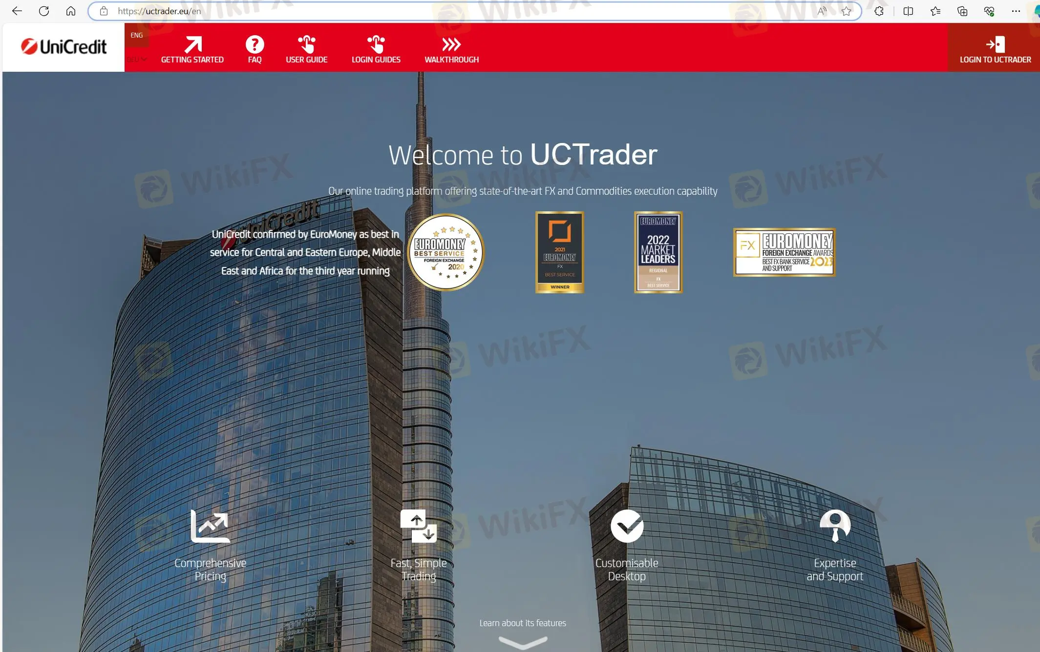 UCTrader's page d'accueil