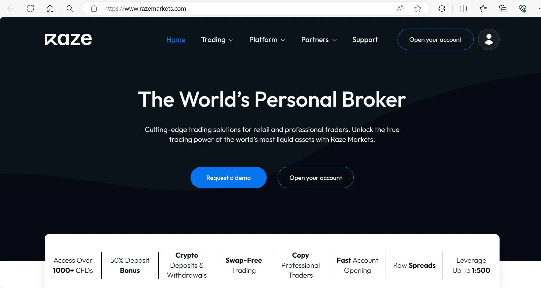 Raze Markets 的主頁 Raze Markets 的主頁