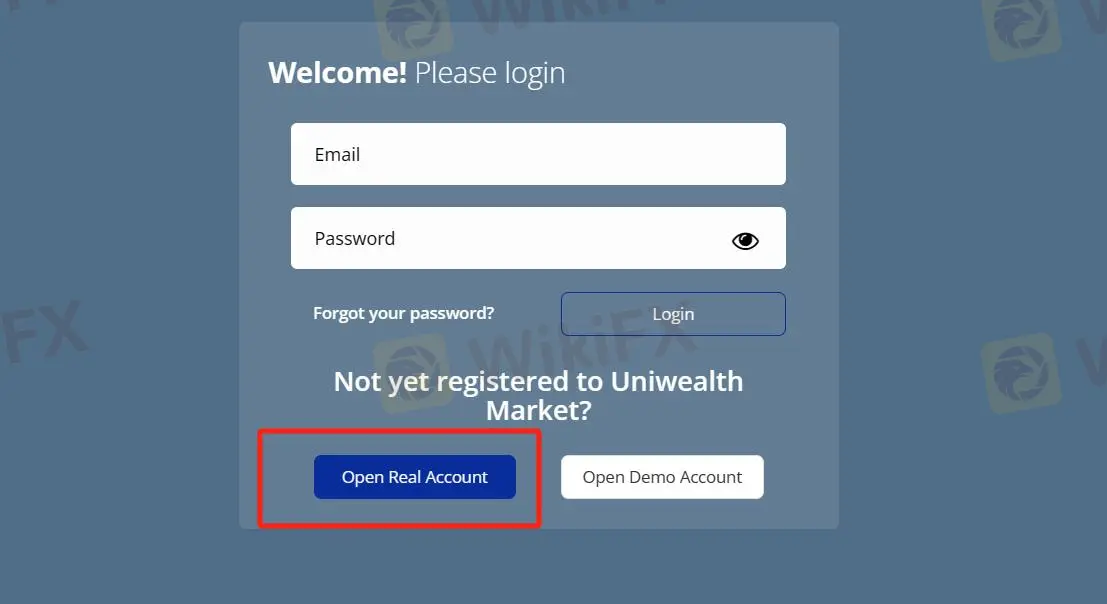 Click the Open Real Account