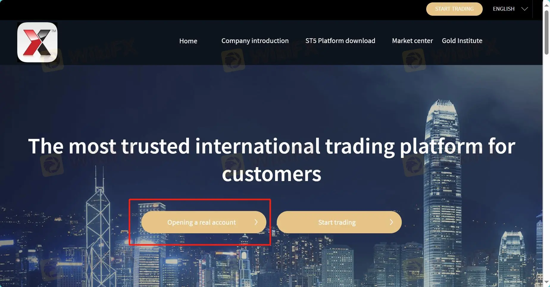 Klicken Sie auf die Schaltfläche ''Ein echtes Konto eröffnen''