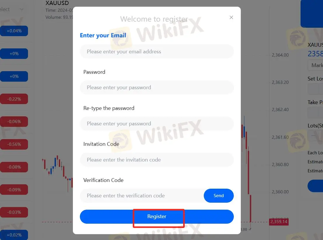 Klicken Sie auf die Option ''Registrieren'' 