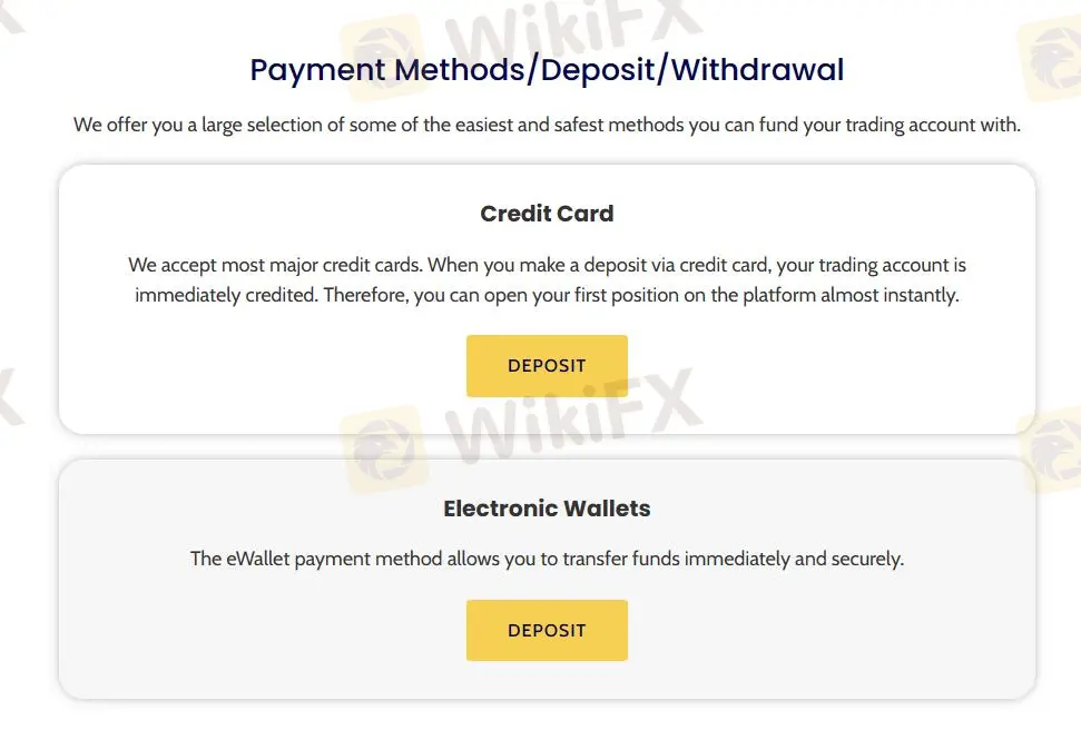 Deposit & Withdraw Methods Deposit & Withdraw Methods