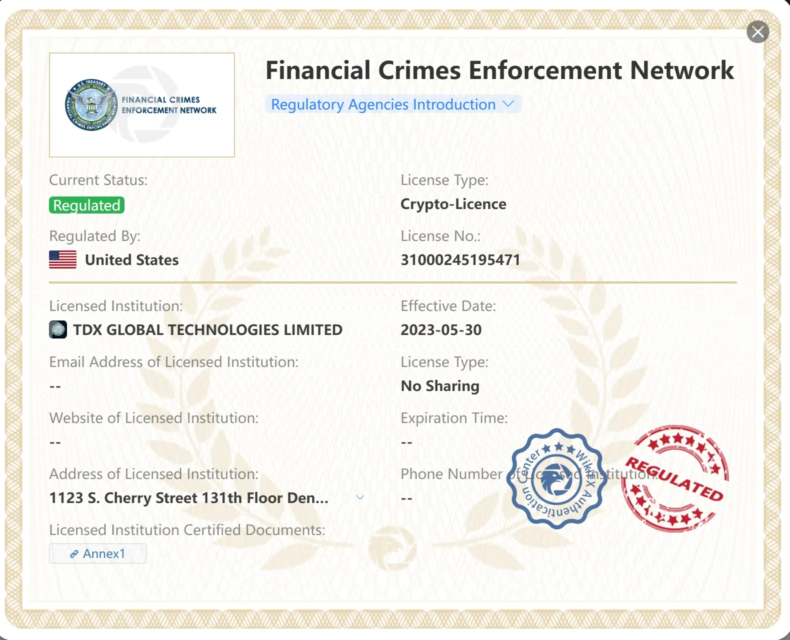 Regulado pela FinCEN