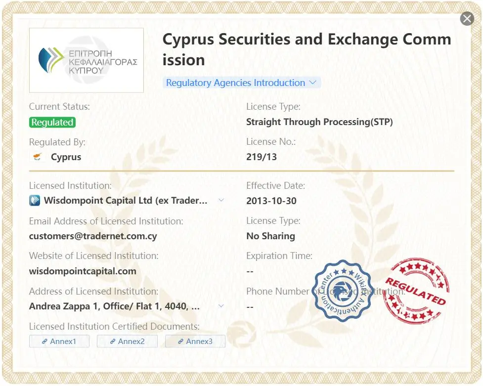 Является ли Wisdompoint Capital законным?