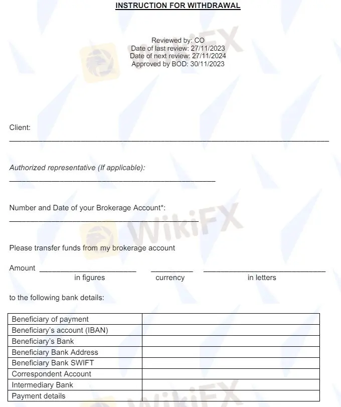 存款和提款方式 存款和提款方式