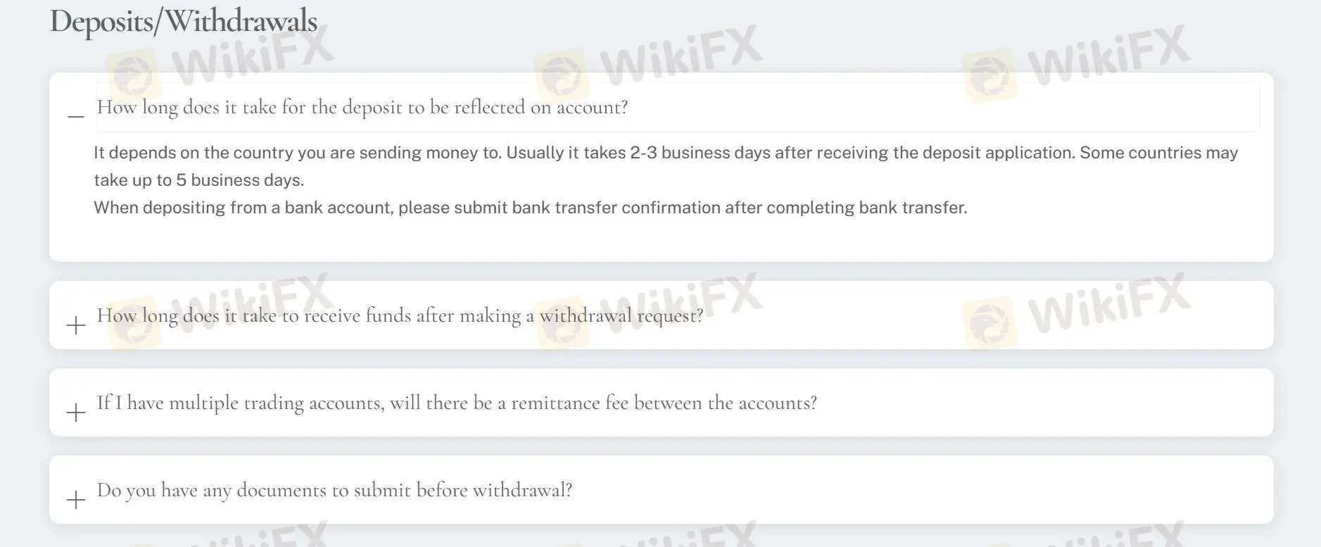 Deposit and Withdrawal