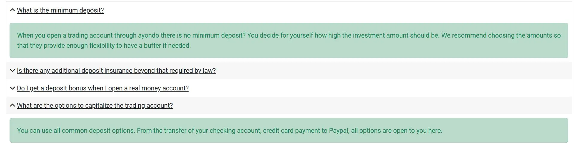 Deposit and Withdrawal