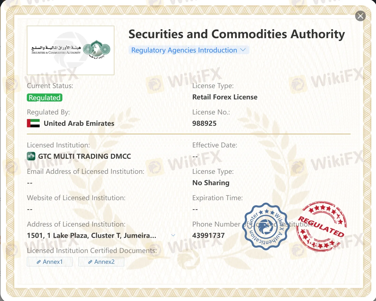 Regulated by SCA