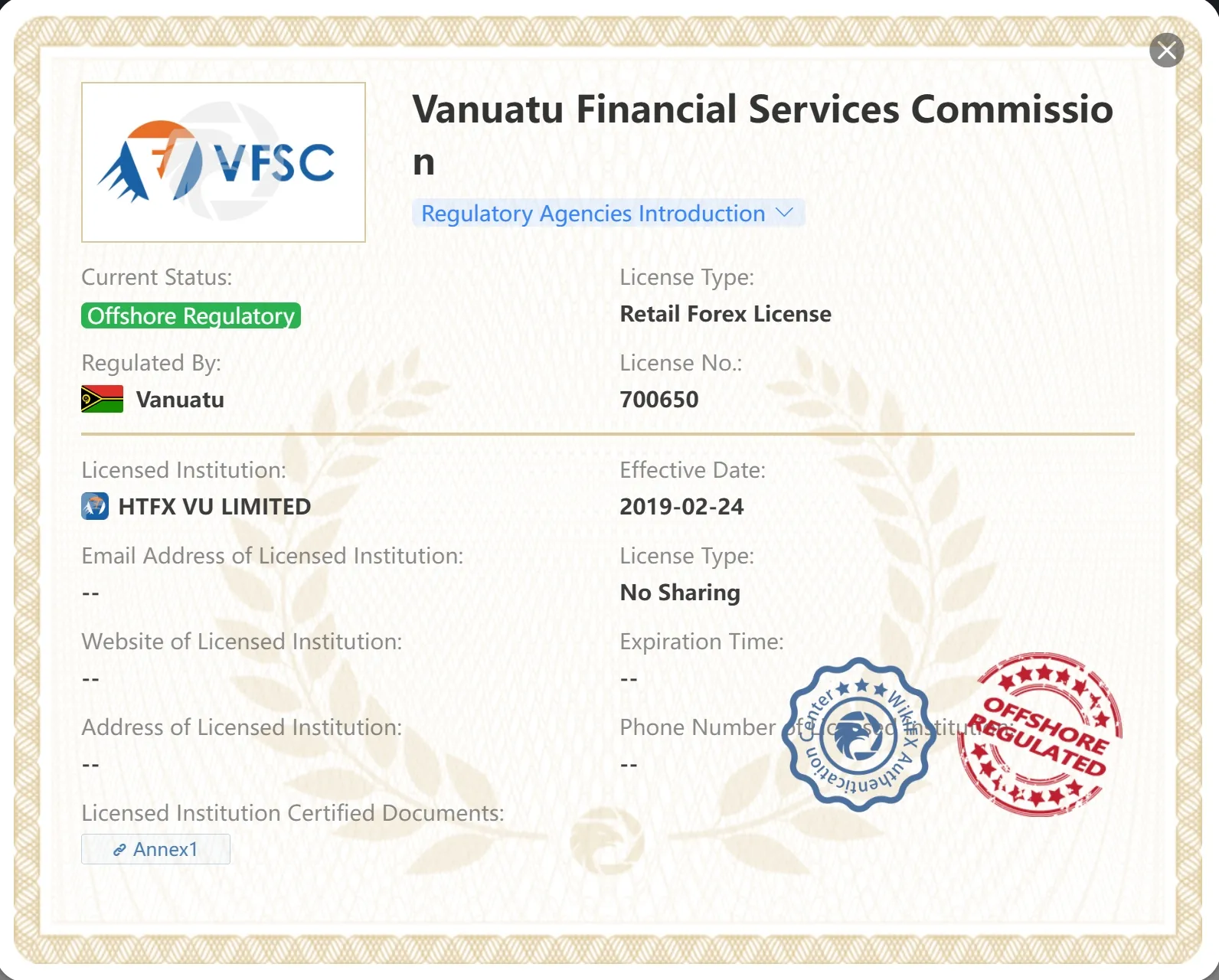 Offshore regulated by VFSC Offshore regulated by VFSC