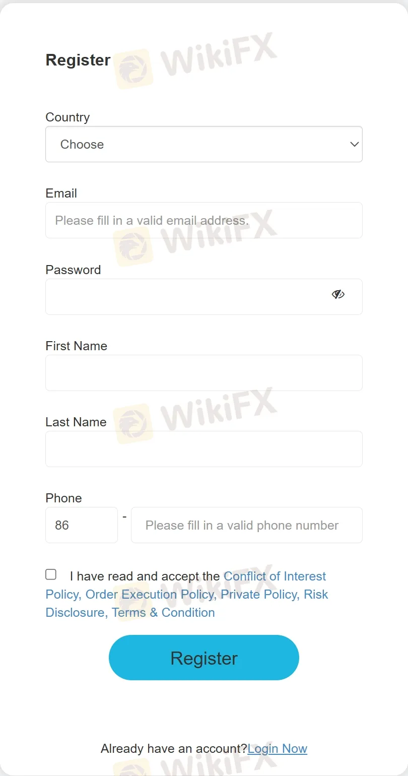 fill in required info