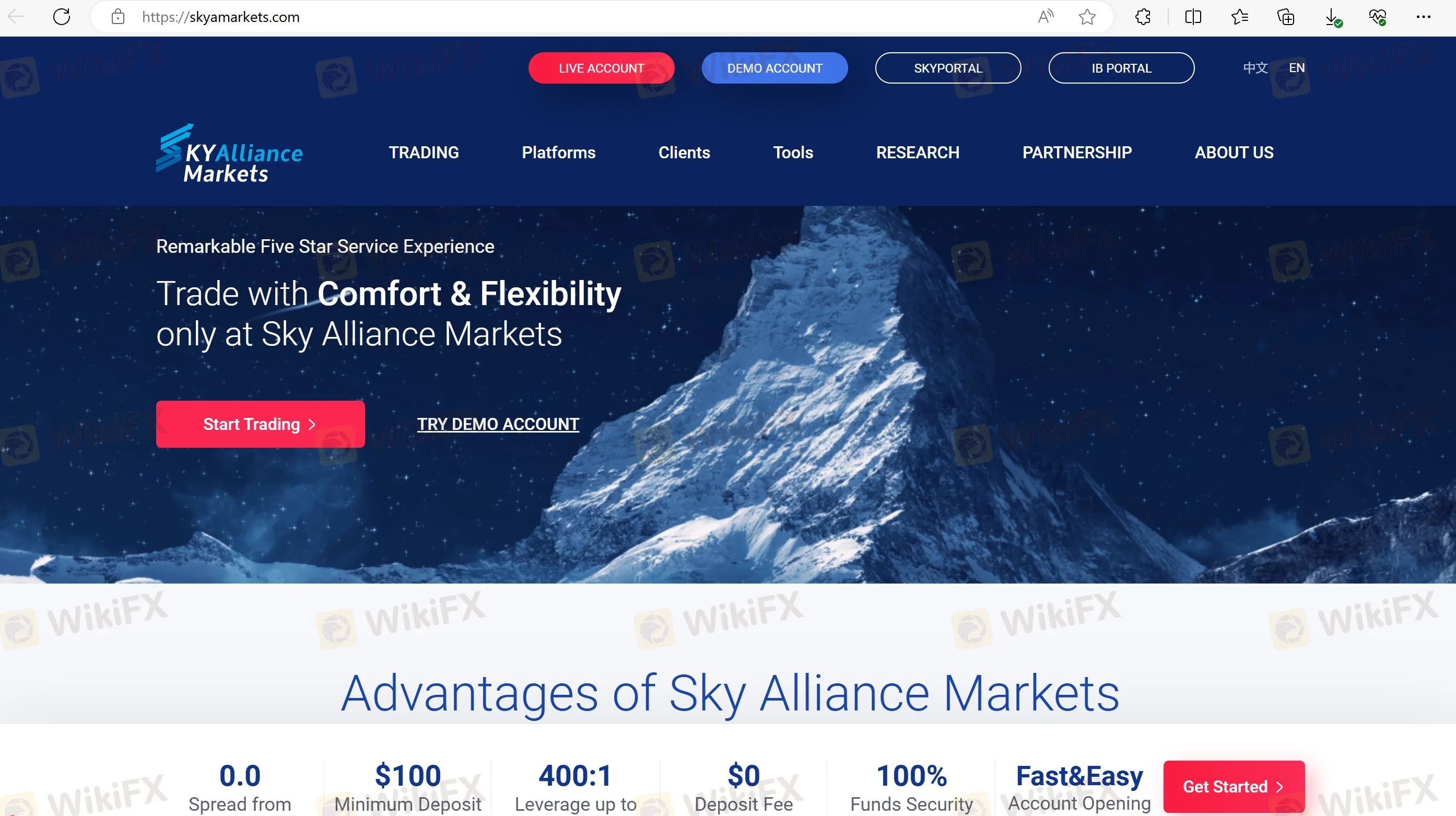 Sky Alliance Markets' homepage Sky Alliance Markets' homepage