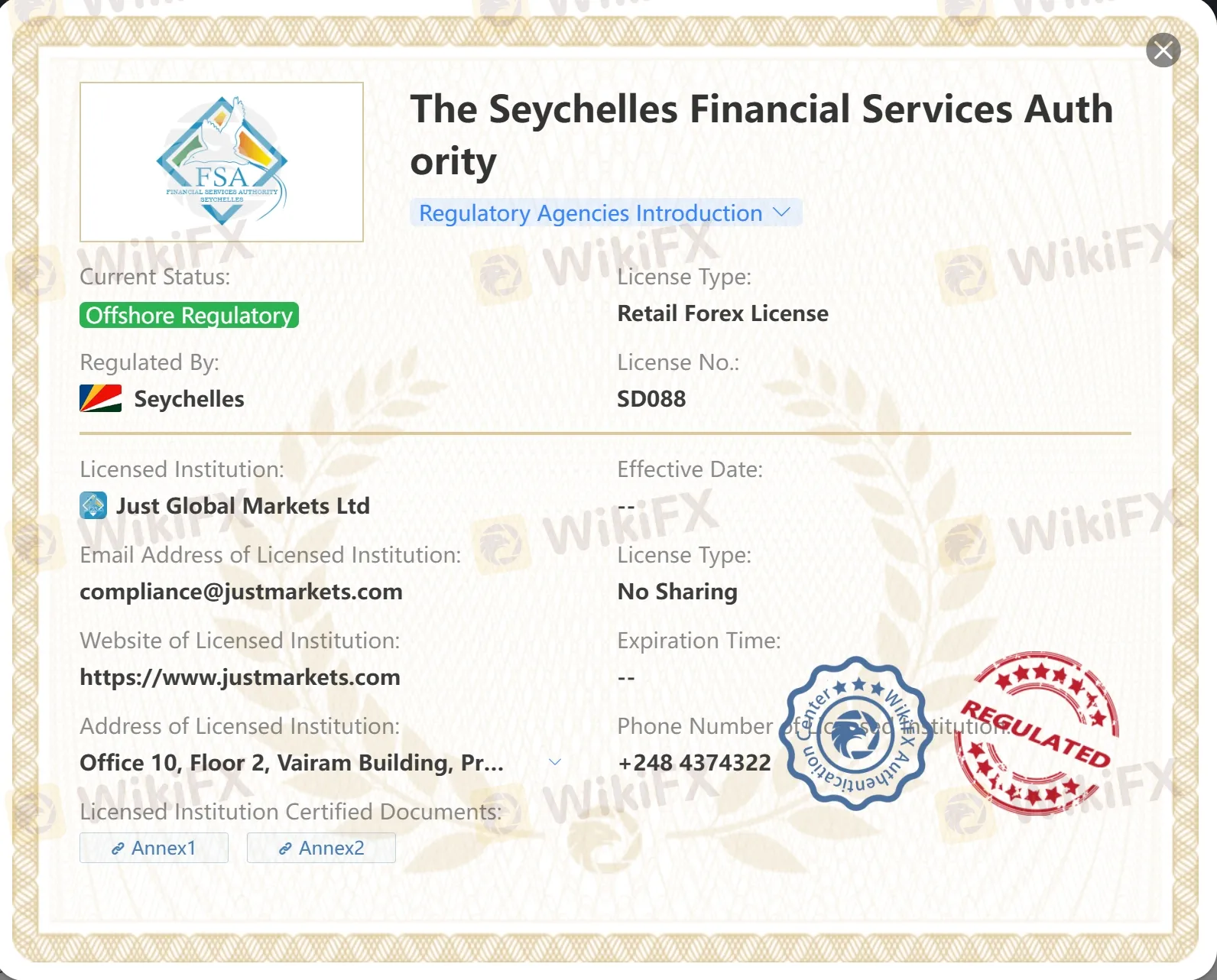 Offshore regulated by FSA