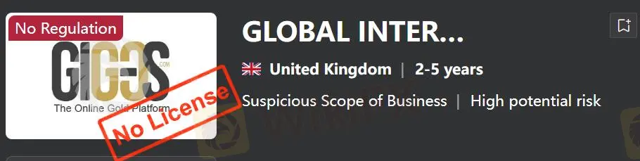 GLOBAL INTER GOLD의 신뢰성