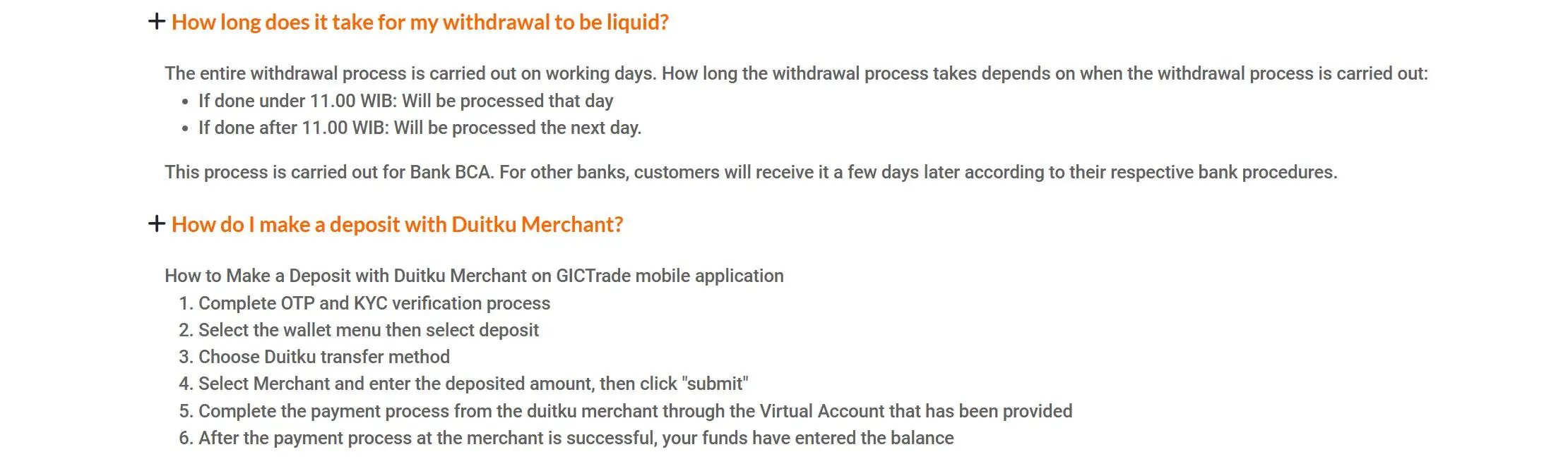Deposit and Withdrawal Deposit and Withdrawal
