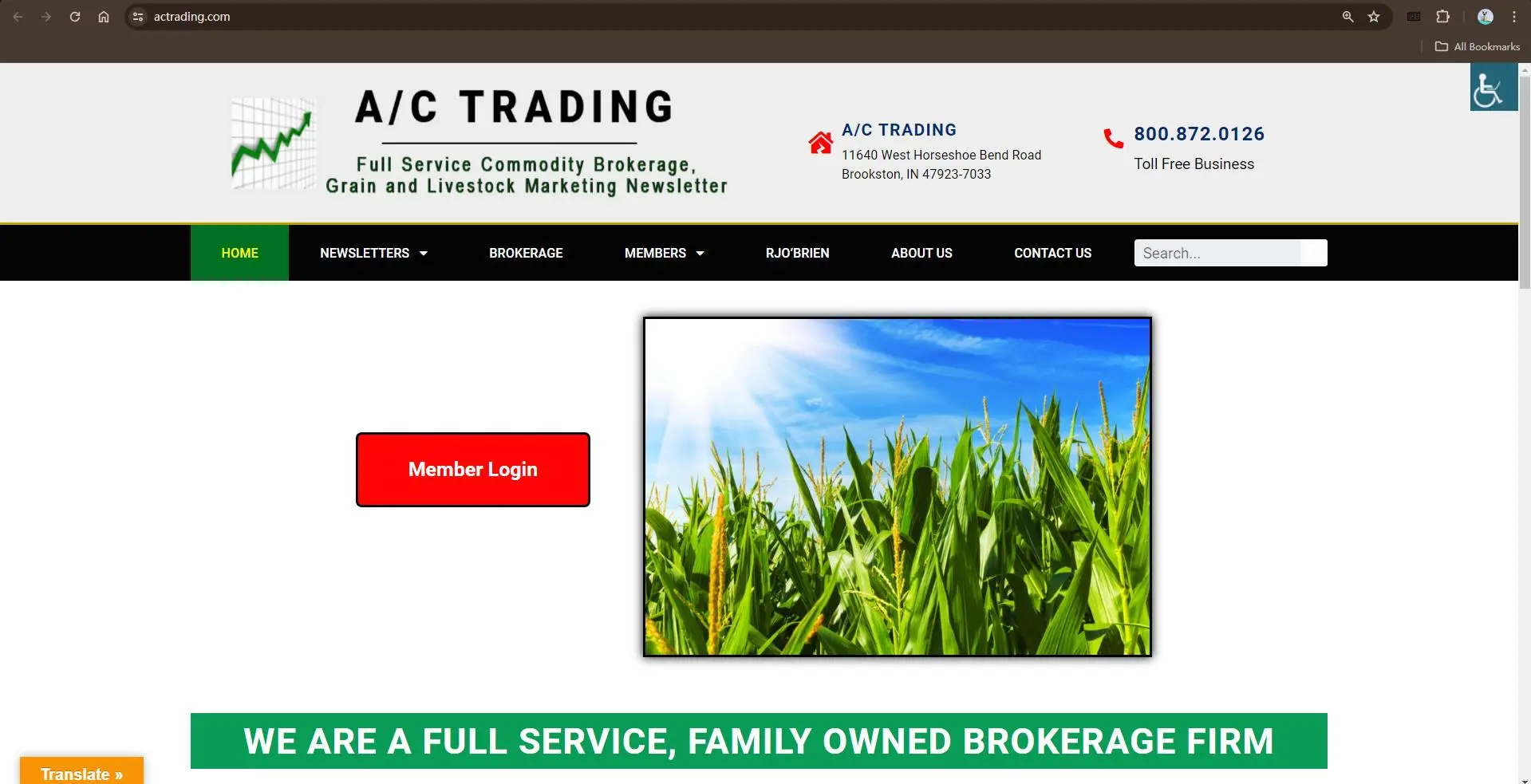 A/C Trading's homepage A/C Trading's homepage
