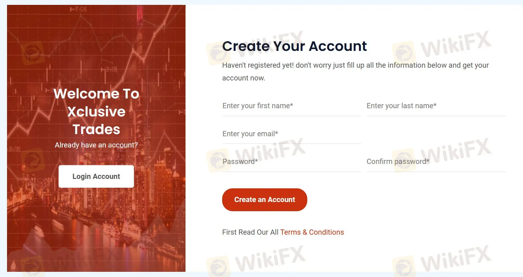 fill in required info