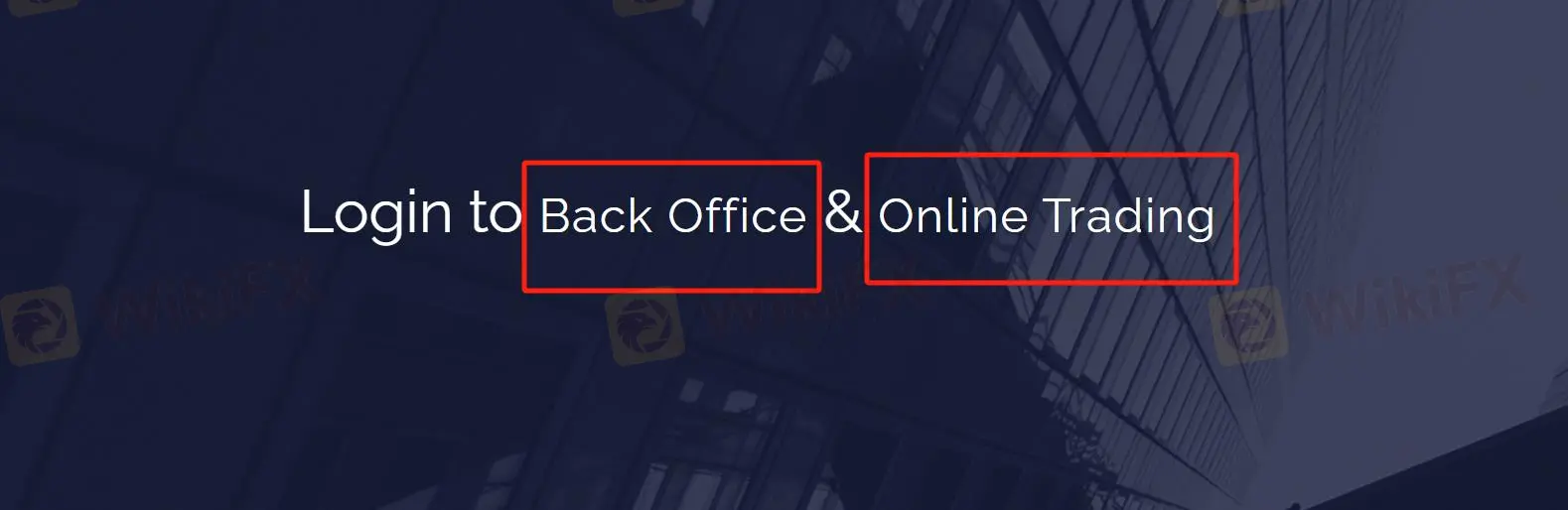 Выберите вход в Back Office или Online Trading