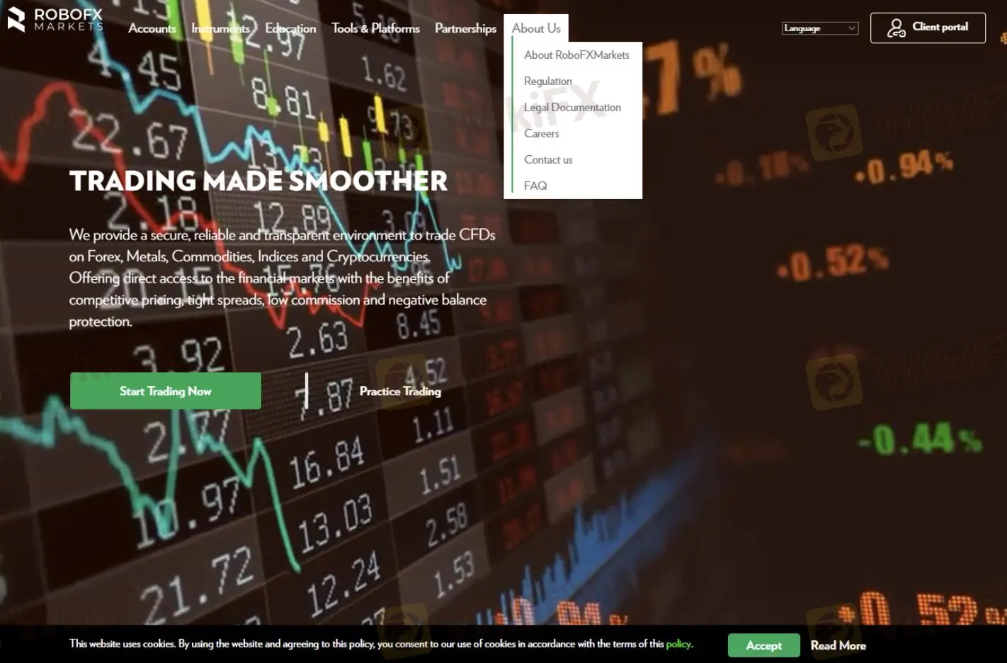 Página principal de RoboFXMarkets