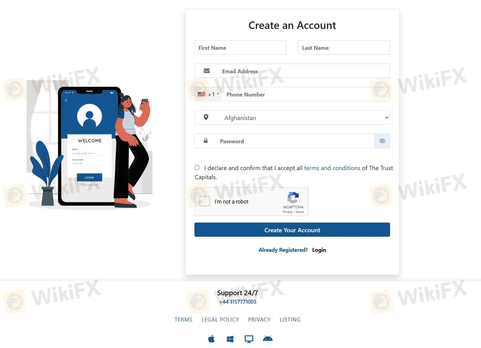fill in required info