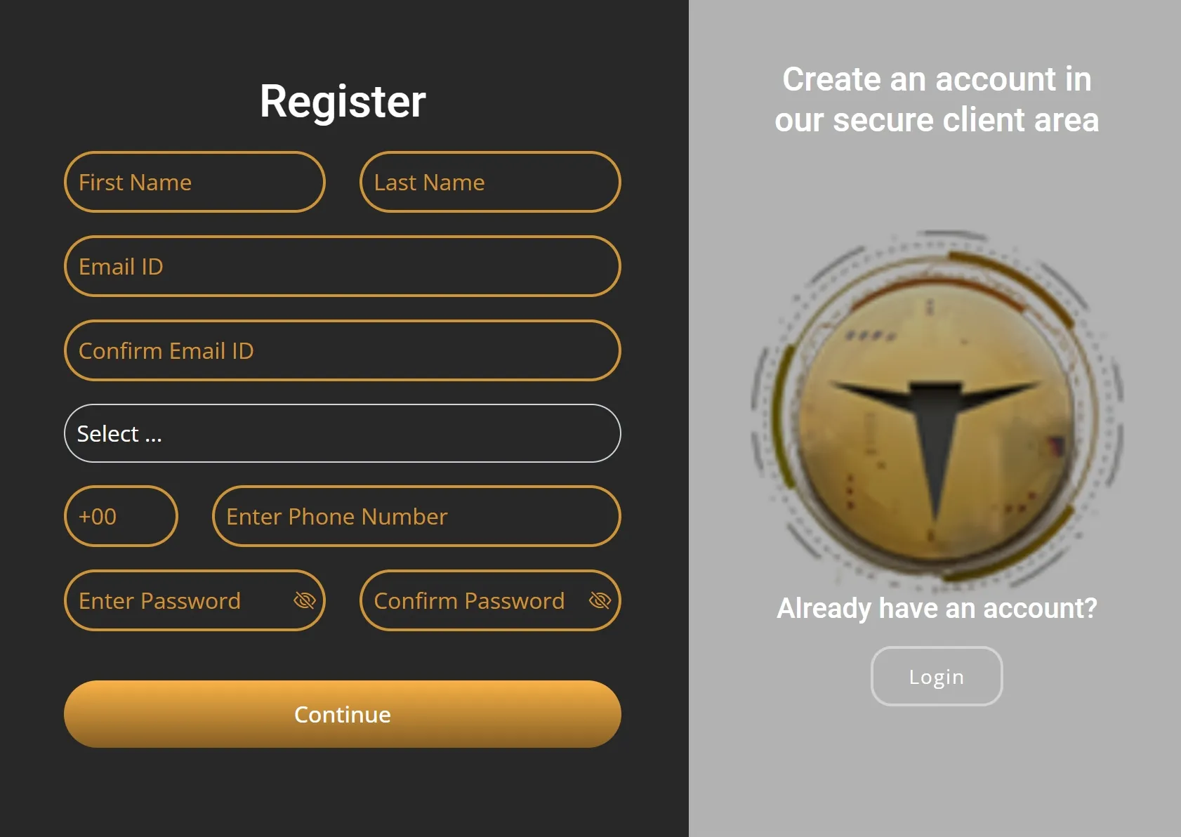 fill in required info