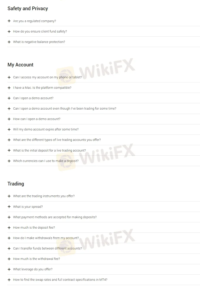 FAQ page