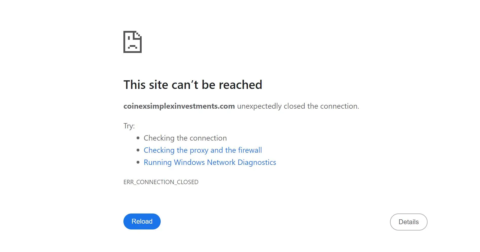 Website inacessível Website inacessível
