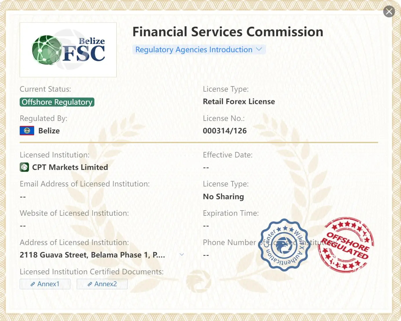 Regulado offshore por la FSC