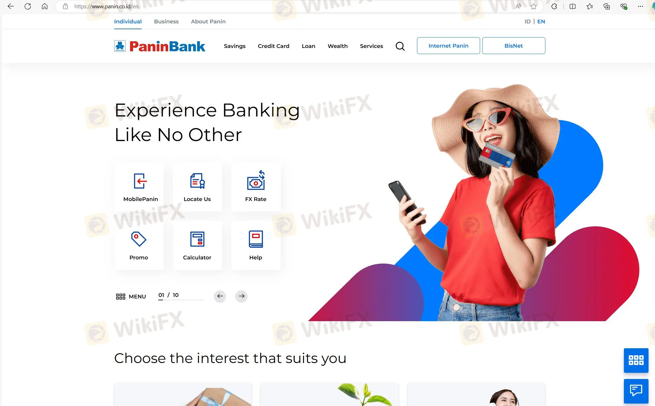  Panin Bank's homepage