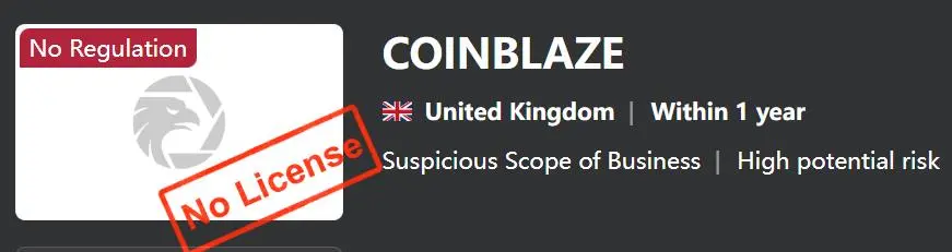 COINBLAZE 是否合法? COINBLAZE 是否合法?