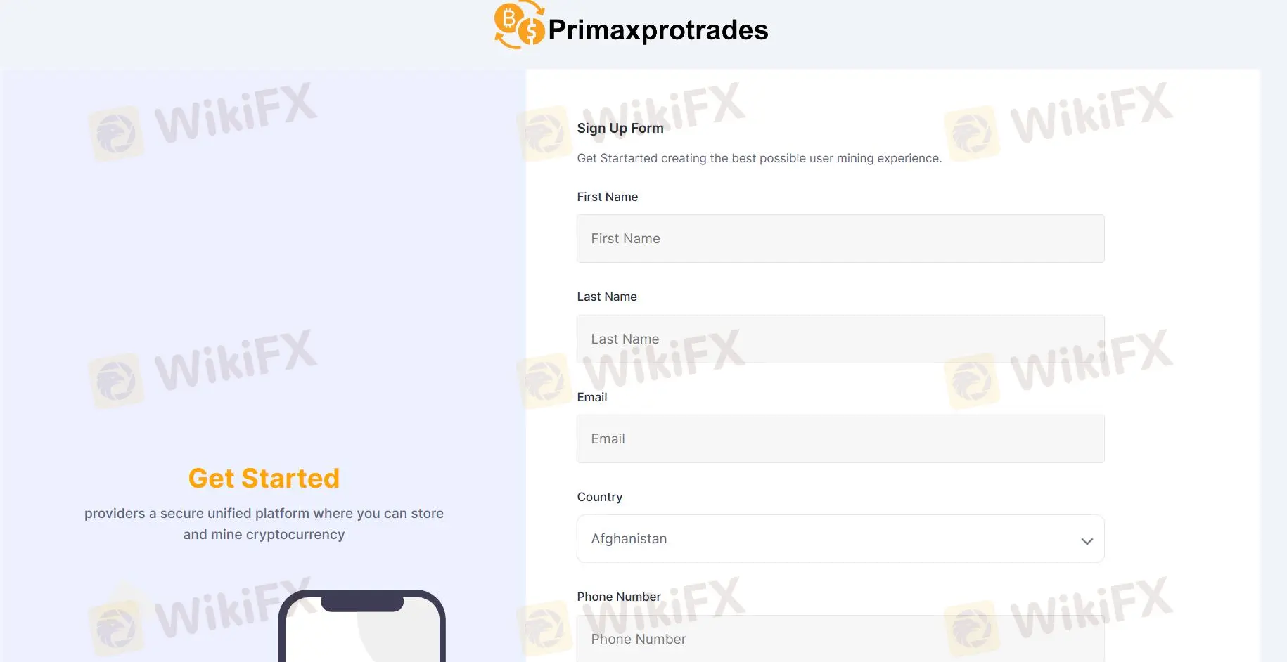fill in required info