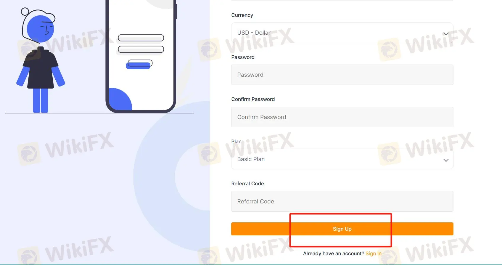 Click on the ''Sign Up'' option