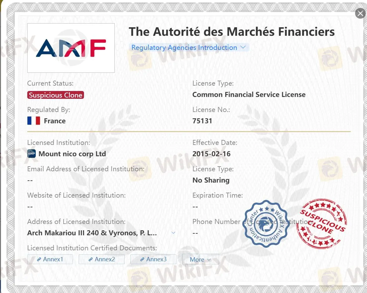 可疑的偽造AMF許可證 可疑的偽造AMF許可證