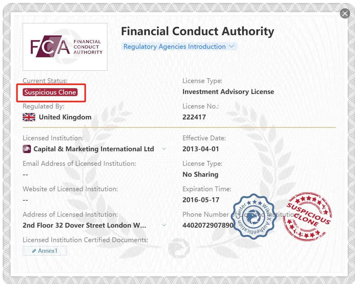 ترخيص نسخة مشبوهة من FCA