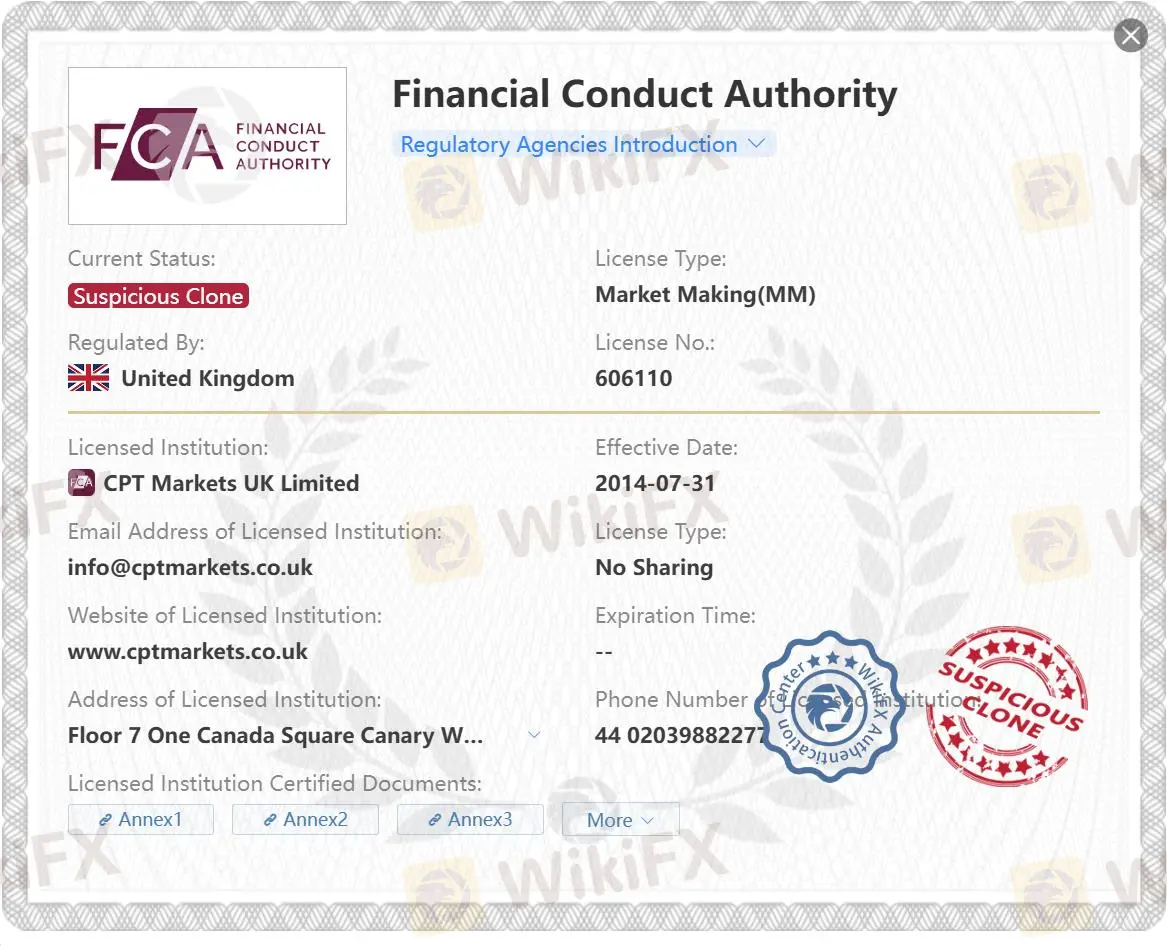 Licence FCA suspecte de clonage