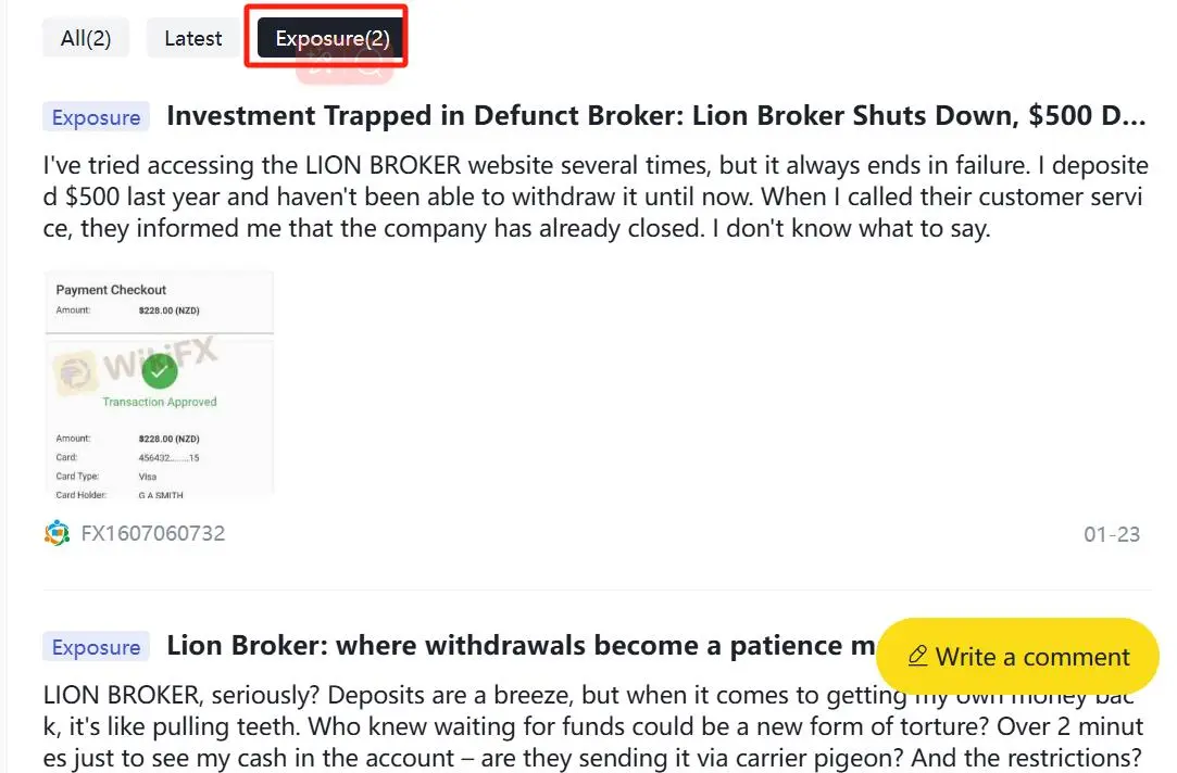 Ulasan Negatif LION BROKER di WikiFX Ulasan Negatif LION BROKER di WikiFX