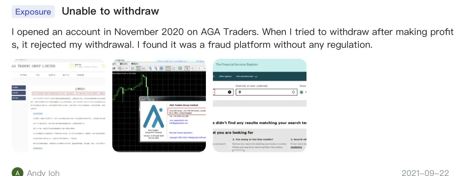 Отрицательные отзывы о AGA TRADERS GROUP на WikiFX Отрицательные отзывы о AGA TRADERS GROUP на WikiFX